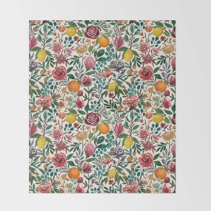 Fruit and Flowers Pattern Throw Blanket Gallery Image 2