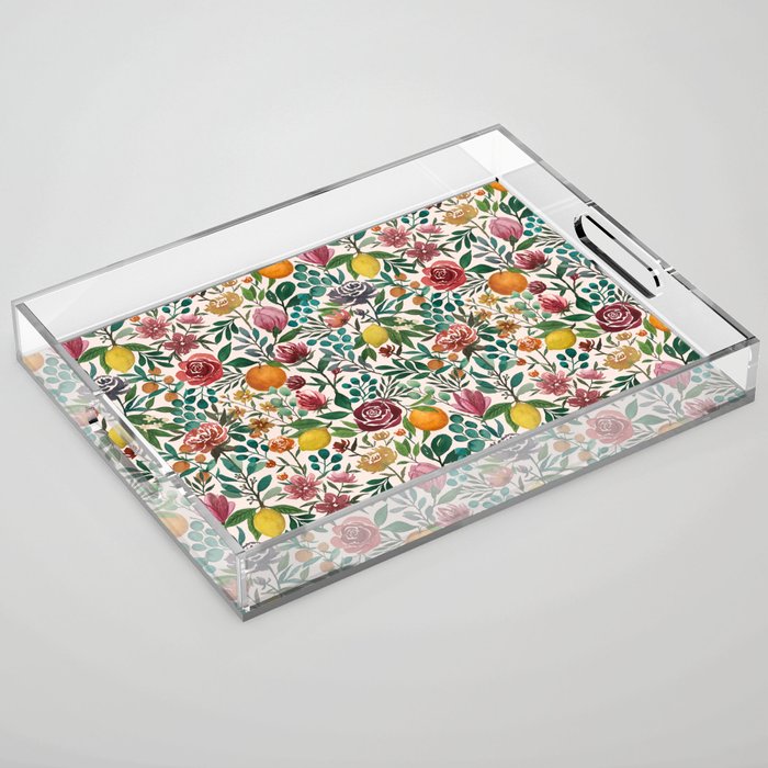 Fruit and Flowers Pattern Acrylic Tray Gallery Image 1