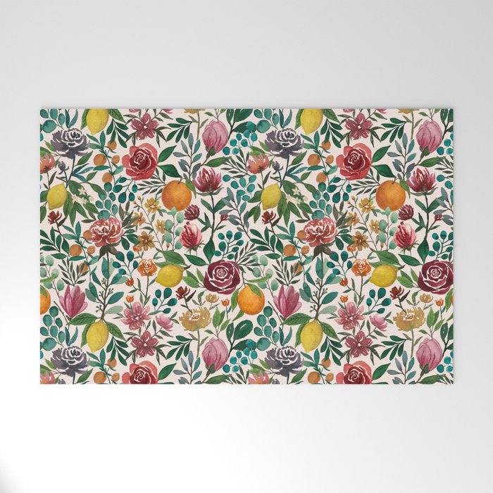 Fruit and Flowers Pattern Welcome Mat Gallery Image 1