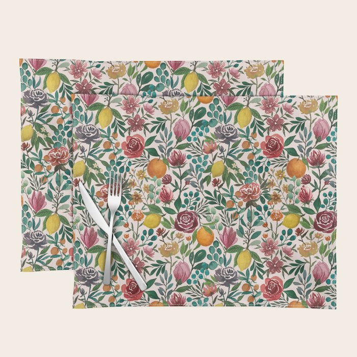 Fruit and Flowers Pattern Placemat Gallery Image 1