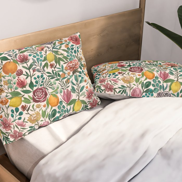 Fruit and Flowers Pattern Pillow Sham Gallery Image 2