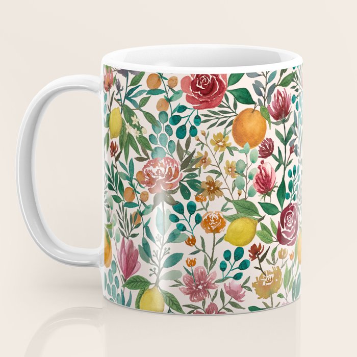 Fruit and Flowers Pattern Coffee Mug Gallery Image 3