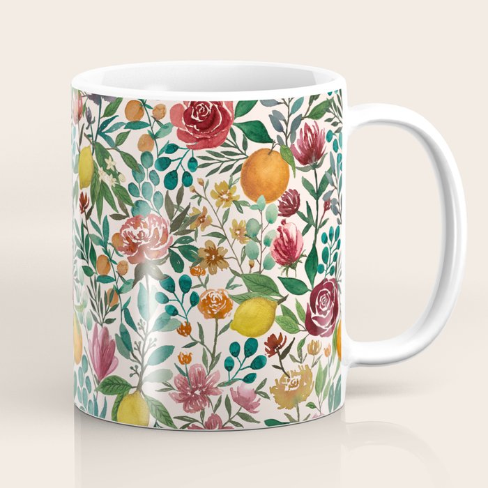 Fruit and Flowers Pattern Coffee Mug Gallery Image 1