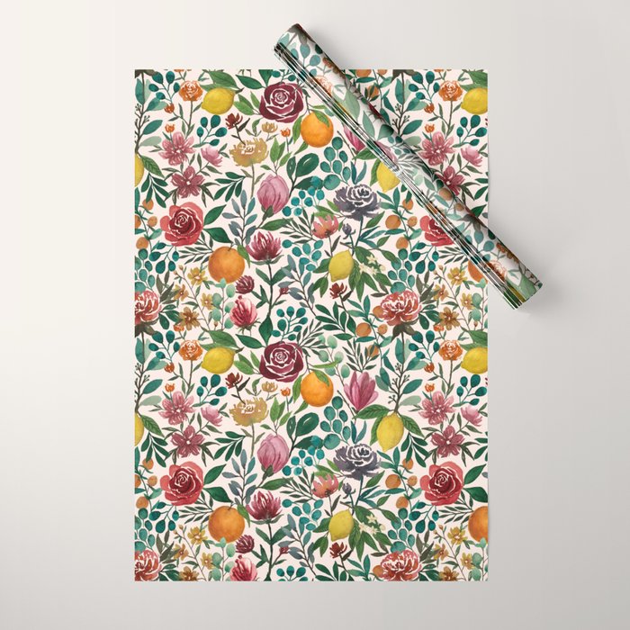 Fruit and Flowers Pattern Wrapping Paper Gallery Image 1