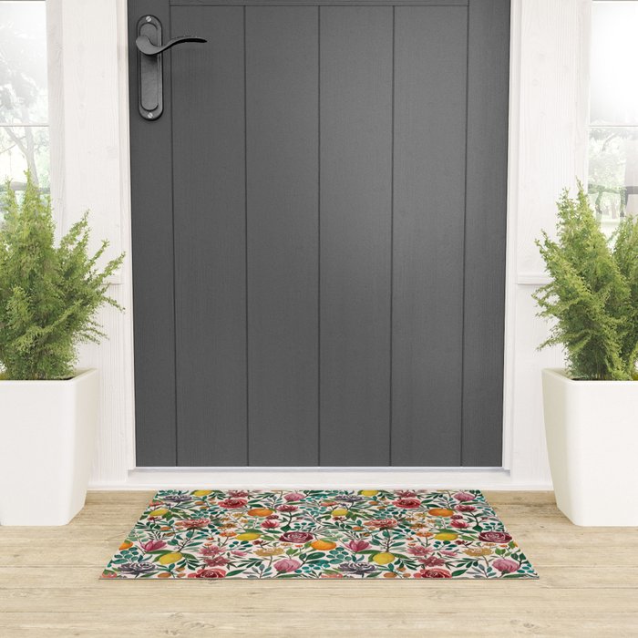 Fruit and Flowers Pattern Welcome Mat Gallery Image 3