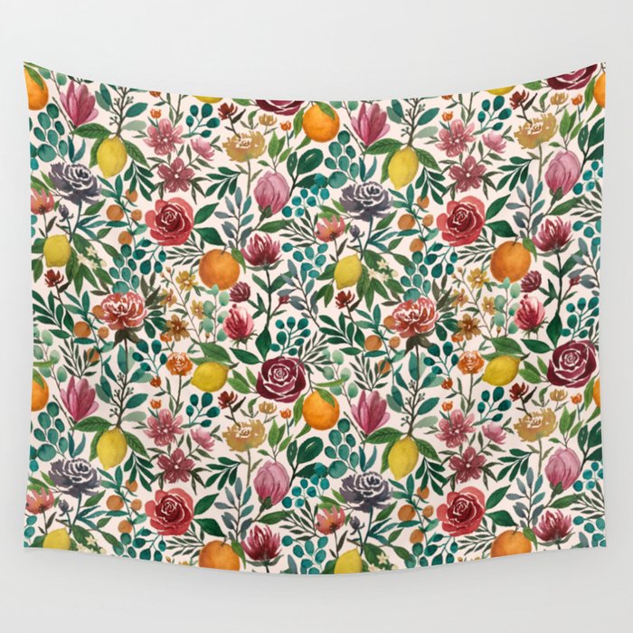 Fruit and Flowers Pattern Wall Tapestry Gallery Image 4