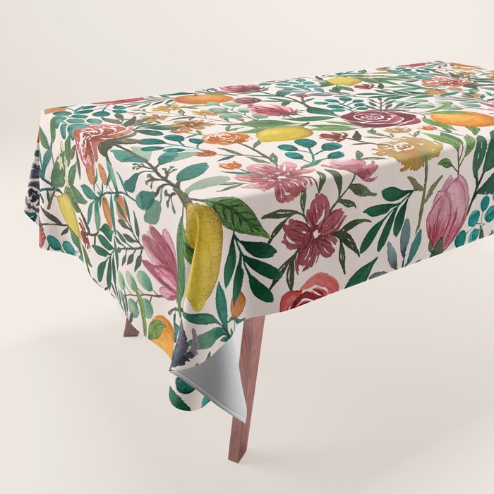 Fruit and Flowers Pattern Tablecloth Gallery Image 1