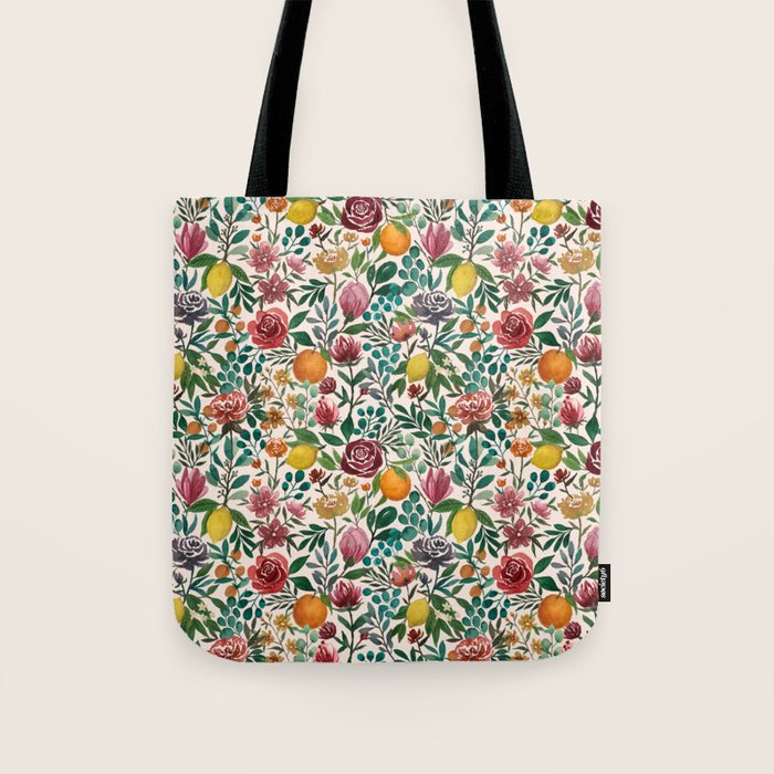 Fruit and Flowers Pattern Tote Bag Gallery Image 1
