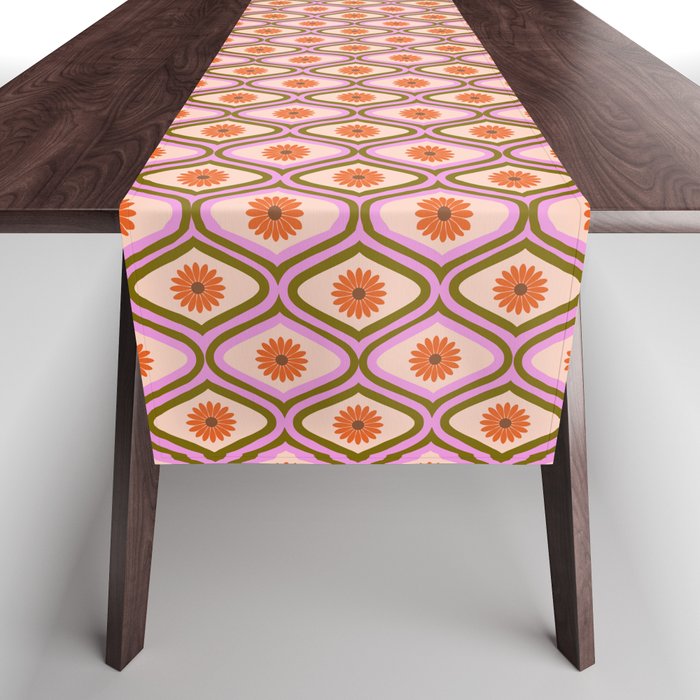 70s Disco Daisy Flower Pattern Table Runner Gallery Image 1