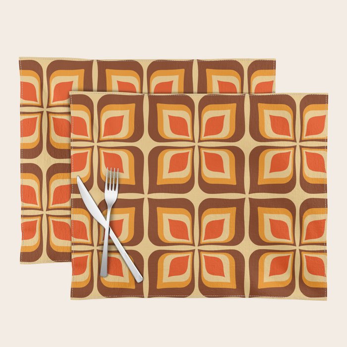 Retro Mid Century Modern Floral Pattern 721 Autumn Placemat Gallery Image 1
