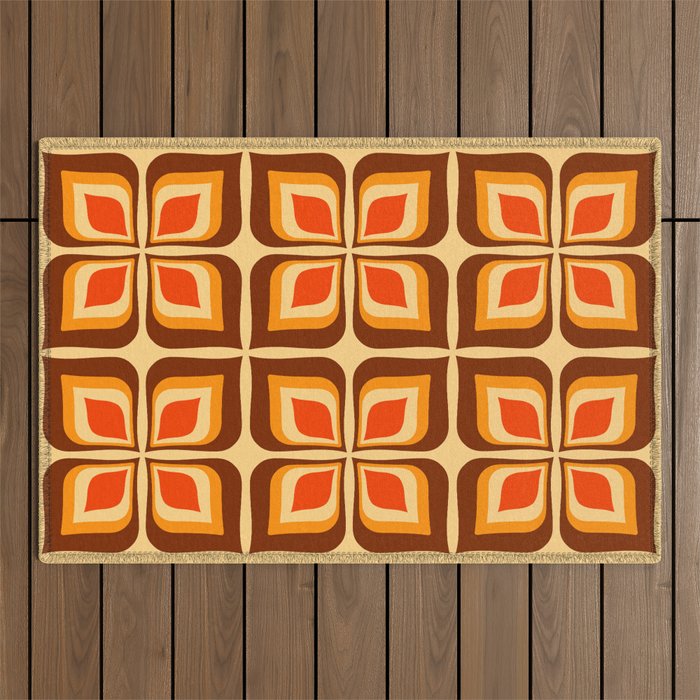 Retro Mid Century Modern Floral Pattern 721 Autumn Outdoor Rug Gallery Image 1