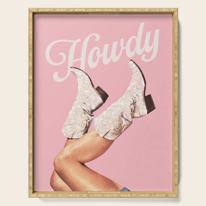 These Boots - Howdy Glitter Pink II Serving Tray Gallery Image 1