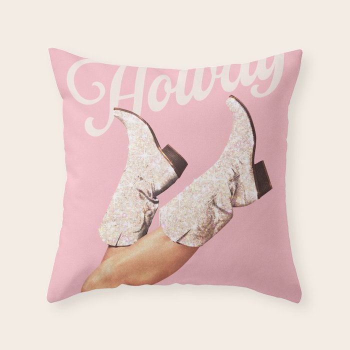 These Boots - Howdy Glitter Pink II Throw Pillow Gallery Image 6