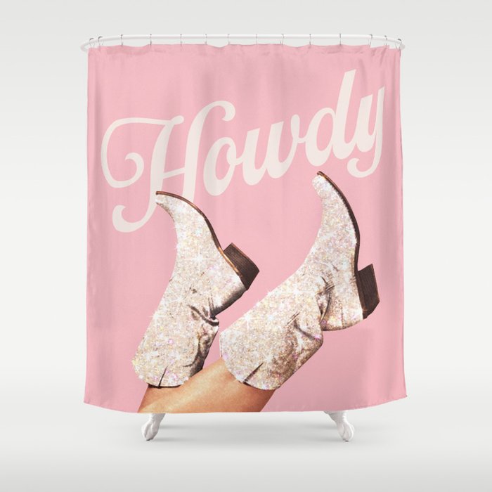 These Boots - Howdy Glitter Pink II Shower Curtain Gallery Image 1