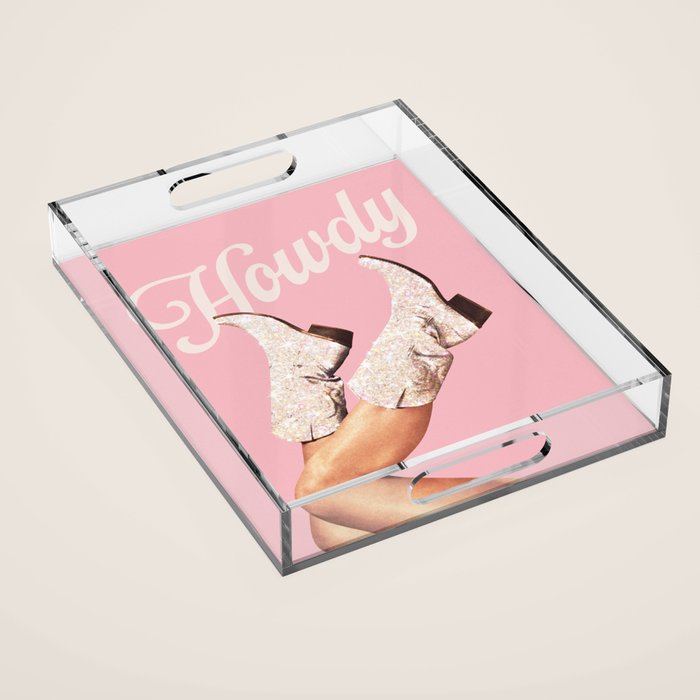 These Boots - Howdy Glitter Pink II Acrylic Tray Gallery Image 1