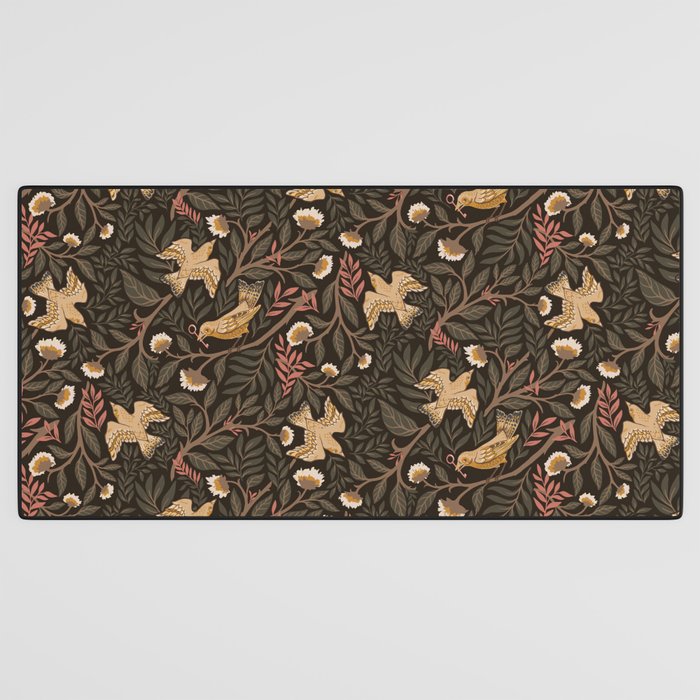 Secret Garden Spring Birds - Forest Green Desk Mat Gallery Image 3