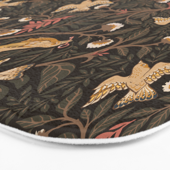 Secret Garden Spring Birds - Forest Green Bath Mat Gallery Image 3
