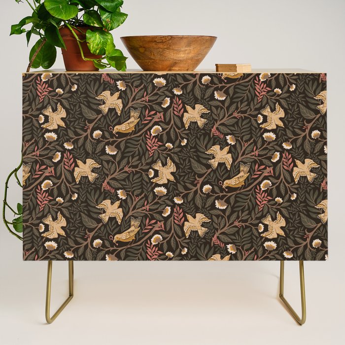 Secret Garden Spring Birds - Forest Green Credenza Gallery Image 1
