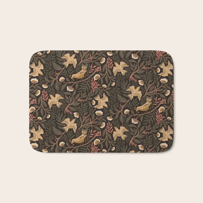 Secret Garden Spring Birds - Forest Green Bath Mat Gallery Image 1