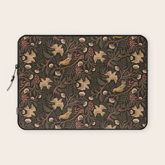 Secret Garden Spring Birds - Forest Green Laptop Sleeve Gallery Image 1
