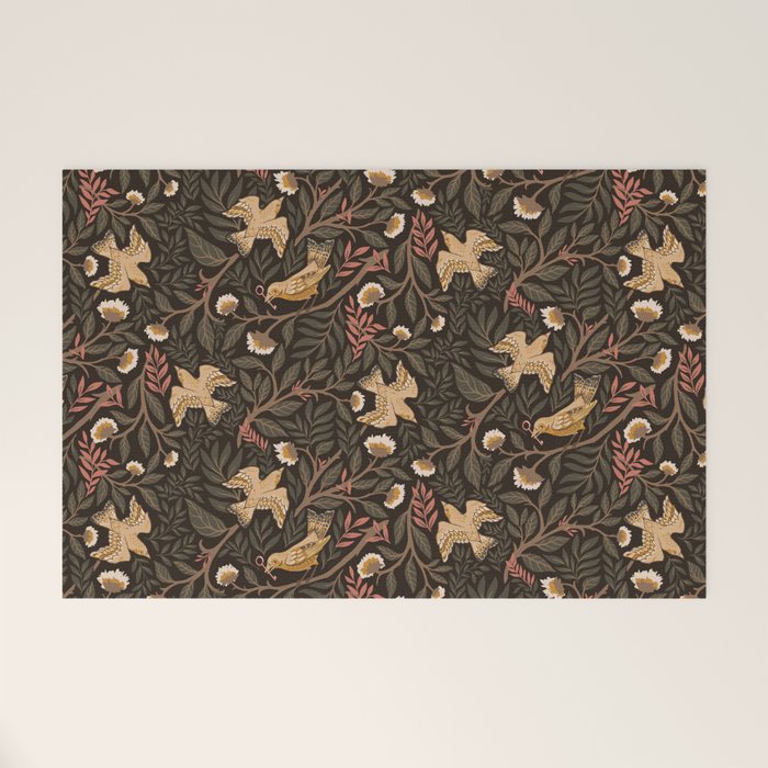 Secret Garden Spring Birds - Forest Green Welcome Mat Gallery Image 1