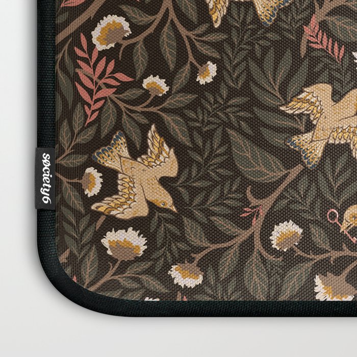 Secret Garden Spring Birds - Forest Green Laptop Sleeve Gallery Image 3