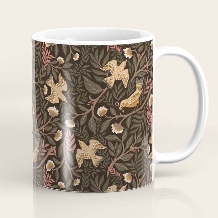 Secret Garden Spring Birds - Forest Green Coffee Mug Gallery Image 1