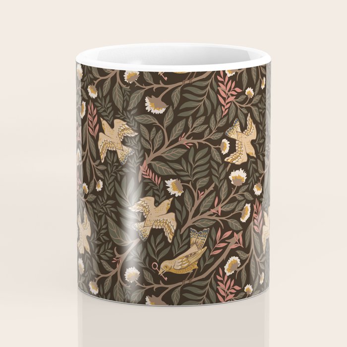 Secret Garden Spring Birds - Forest Green Coffee Mug Gallery Image 4