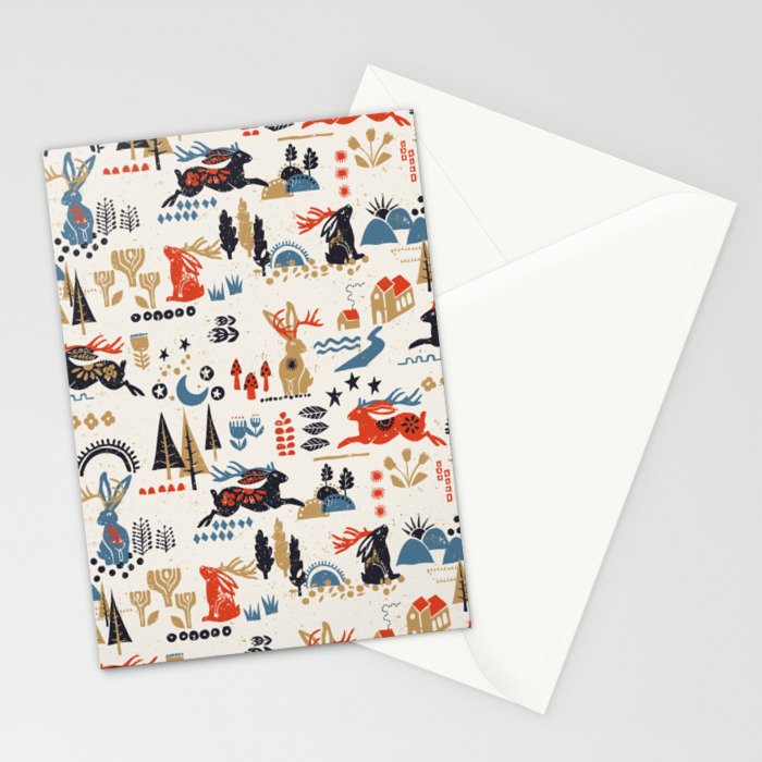 Happy nordic Wolpertinger light Stationery Card Gallery Image 2