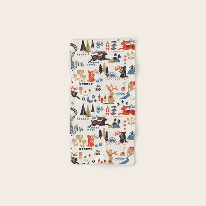 Happy nordic Wolpertinger light Bath Towel Gallery Image 1