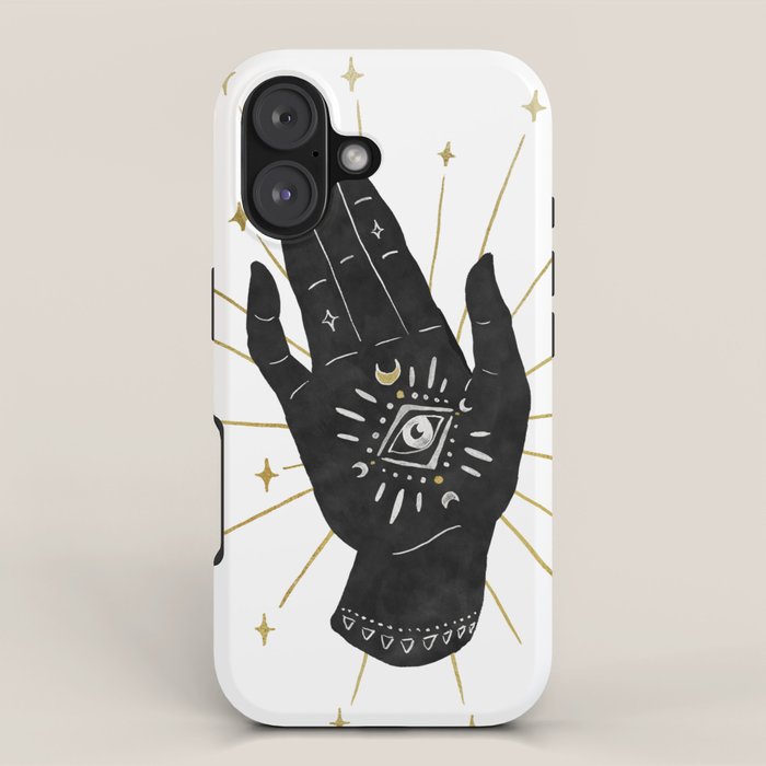 Mystic Hand with Eye - Black and Gold Ink iPhone Case Gallery Image 1