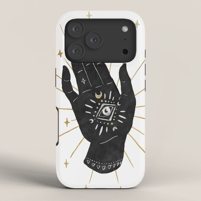 Mystic Hand with Eye - Black and Gold Ink iPhone Case Gallery Image 3