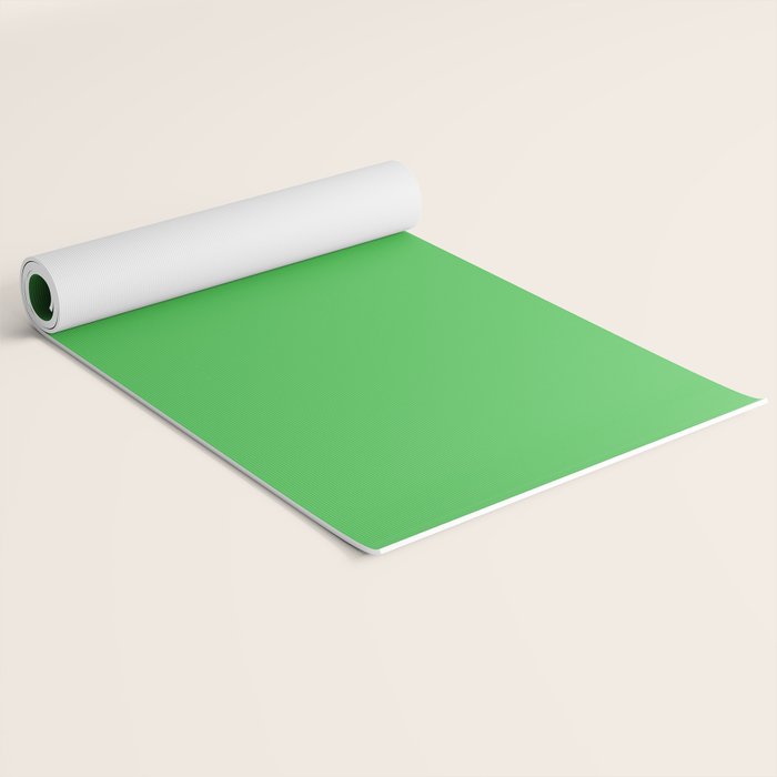 Solid Bright Kelly Green Color Yoga Mat Gallery Image 2