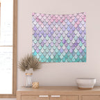 Mermaid Pastel Pink Purple Aqua Teal Wall Tapestry Gallery Image 2