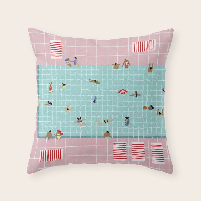 Pink Tiles Throw Pillow Gallery Image 1