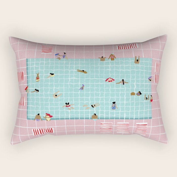 Pink Tiles Rectangular Pillow Gallery Image 2
