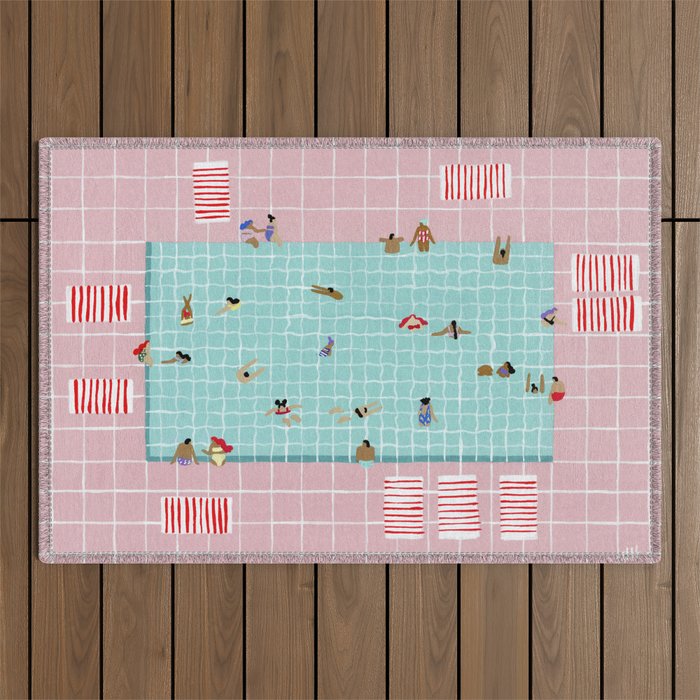 Pink Tiles Outdoor Rug Gallery Image 1