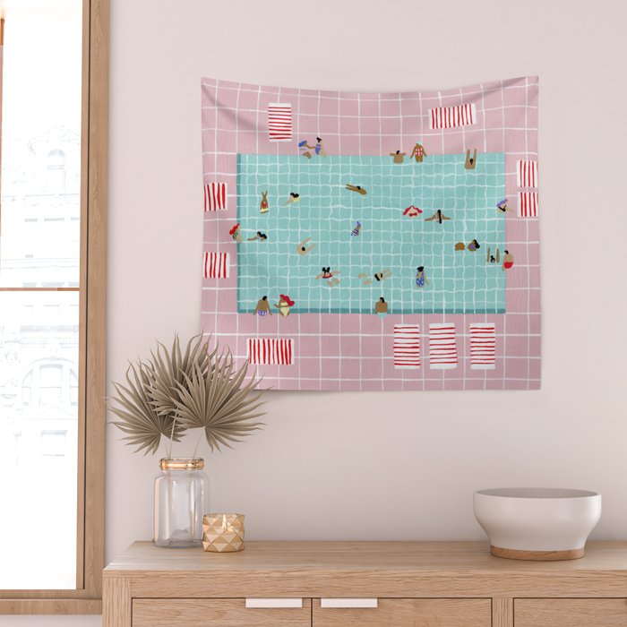 Pink Tiles Wall Tapestry Gallery Image 2