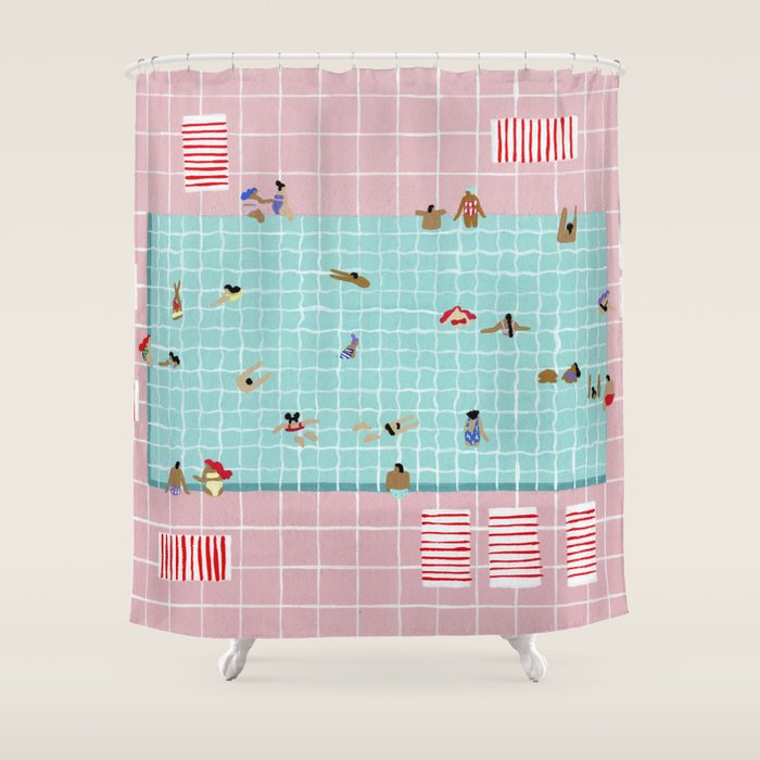 Pink Tiles Shower Curtain Gallery Image 1
