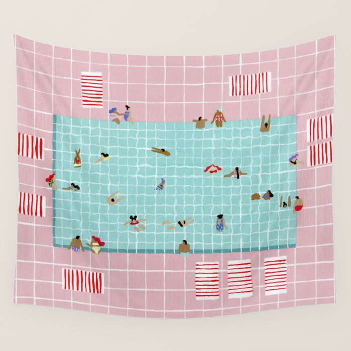 Pink Tiles Wall Tapestry Gallery Image 4