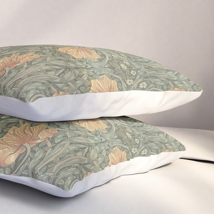 William Morris Vintage Pimpernel Peach Blue Green  Pillow Sham Gallery Image 3
