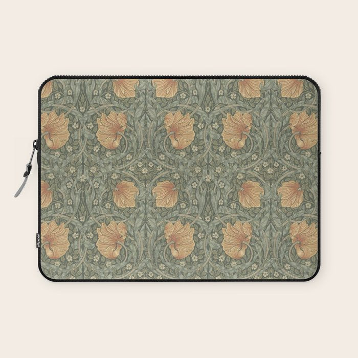 William Morris Vintage Pimpernel Peach Blue Green  Laptop Sleeve Gallery Image 1