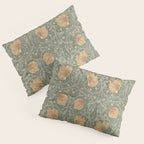 William Morris Vintage Pimpernel Peach Blue Green  Pillow Sham Gallery Image 3