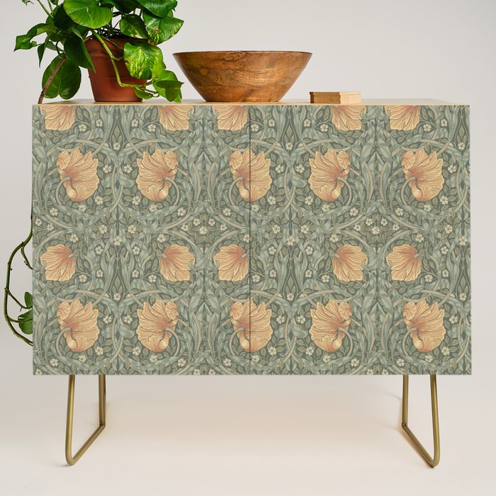 William Morris Vintage Pimpernel Peach Blue Green  Credenza Gallery Image 1