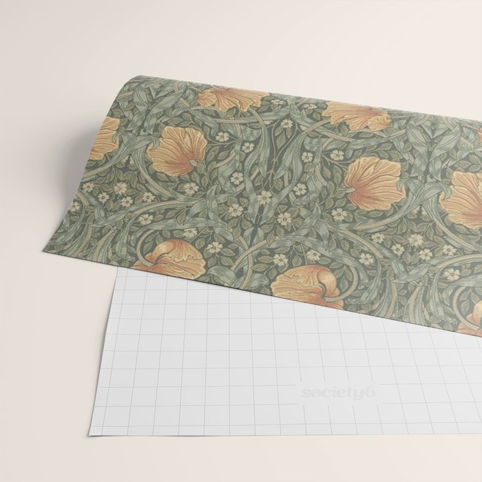 William Morris Vintage Pimpernel Peach Blue Green  Wrapping Paper Gallery Image 2