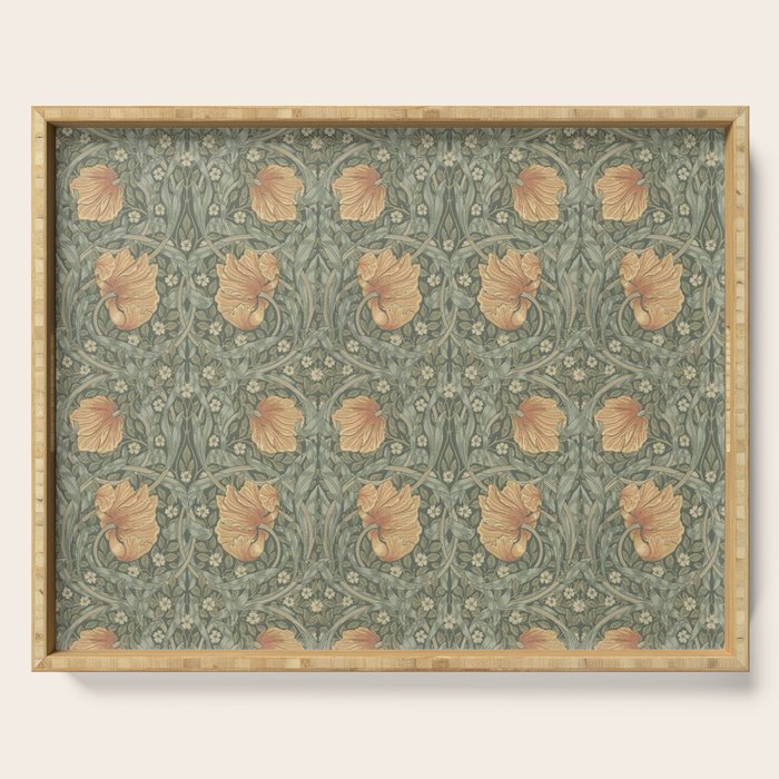 William Morris Vintage Pimpernel Peach Blue Green  Serving Tray Gallery Image 1