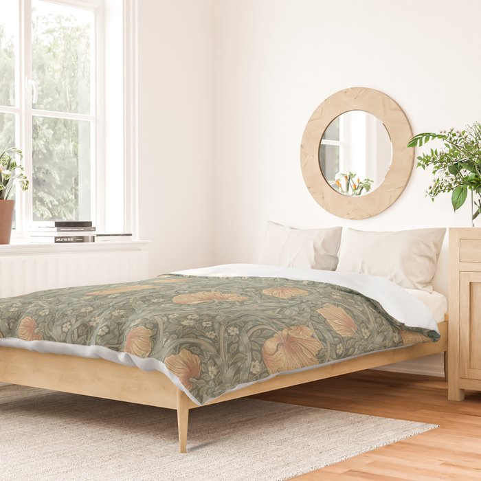 William Morris Vintage Pimpernel Peach Blue Green  Duvet Cover Gallery Image 2