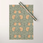 William Morris Vintage Pimpernel Peach Blue Green  Wrapping Paper Gallery Image 1