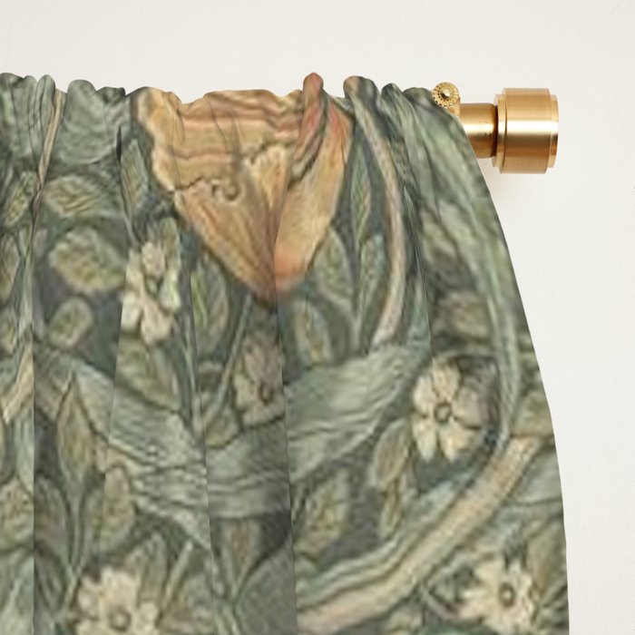 William Morris Vintage Pimpernel Peach Blue Green  Window Curtain Gallery Image 2