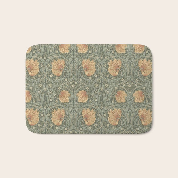 William Morris Vintage Pimpernel Peach Blue Green  Bath Mat Gallery Image 1